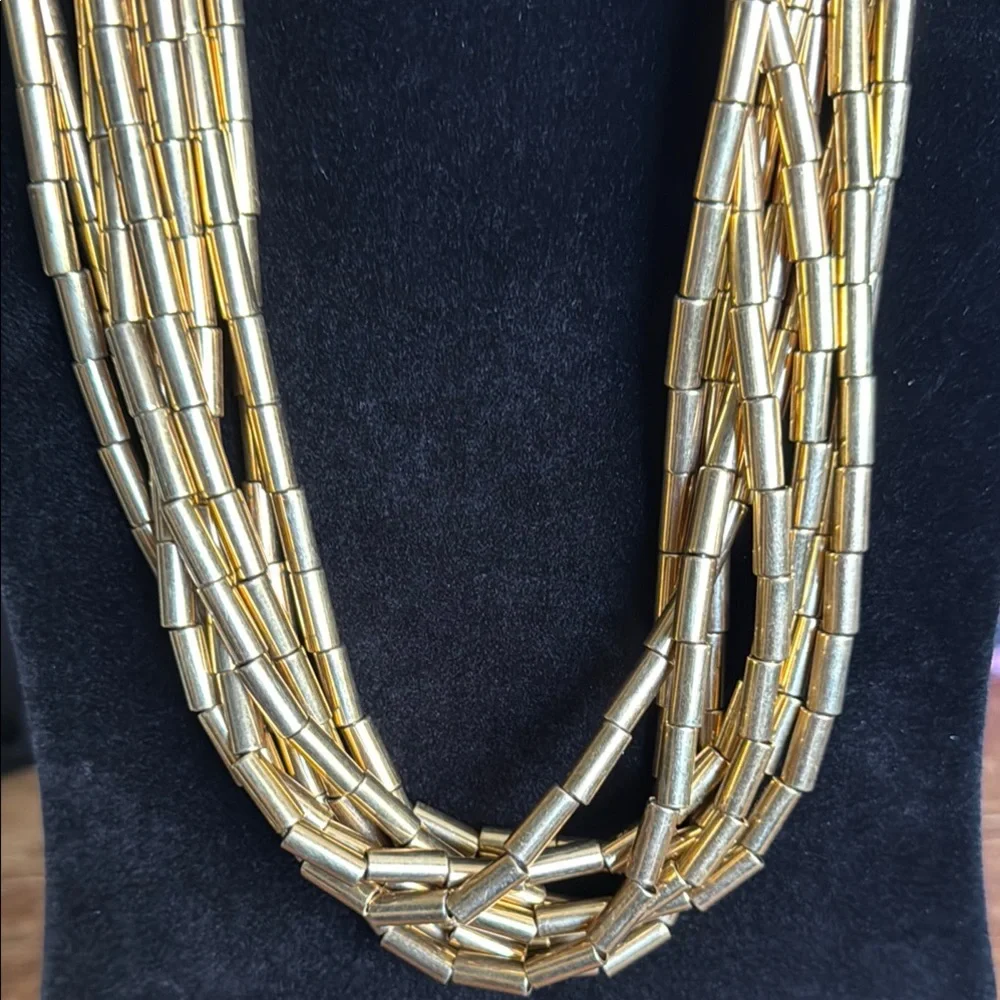  Michael Kors gold tone ( possibly brass)and snake embossed necklace - Picture 1 of 10